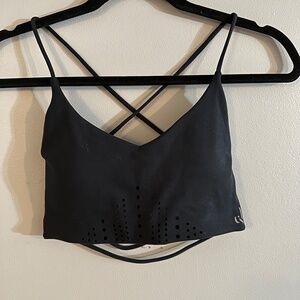 CSB Crop Shop Boutique black sports bra Size Small Strappy Back